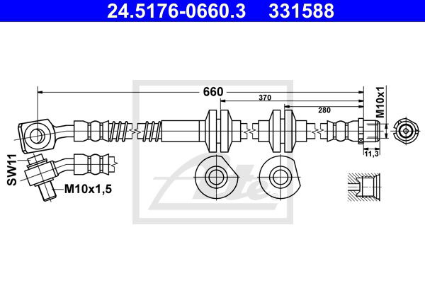 Bremsschlauch Vorderachse links ATE 24.5176-0660.3 von ATE