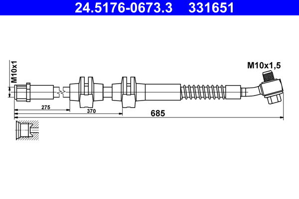 Bremsschlauch Vorderachse links ATE 24.5176-0673.3 von ATE