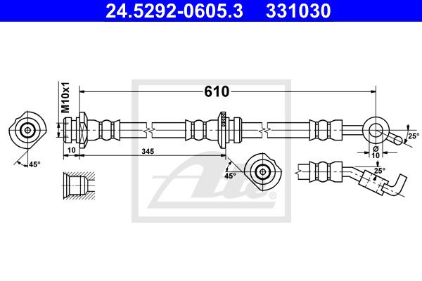 Bremsschlauch Vorderachse links ATE 24.5292-0605.3 von ATE