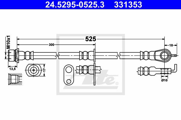 Bremsschlauch Vorderachse links ATE 24.5295-0525.3 von ATE