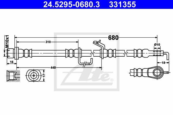 Bremsschlauch Vorderachse links ATE 24.5295-0680.3 von ATE