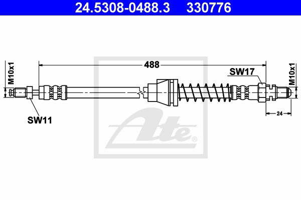 Bremsschlauch Vorderachse links ATE 24.5308-0488.3 von ATE