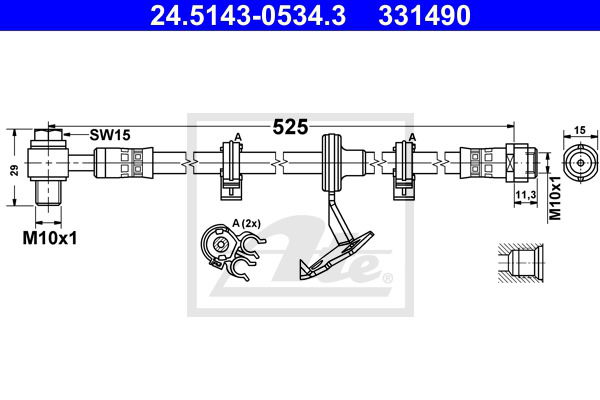 Bremsschlauch Vorderachse rechts ATE 24.5143-0534.3 von ATE