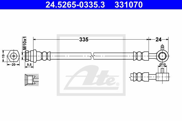 Bremsschlauch Vorderachse rechts ATE 24.5265-0335.3 von ATE