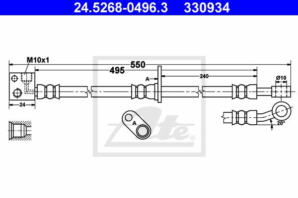 Bremsschlauch Vorderachse rechts ATE 24.5268-0496.3 von ATE