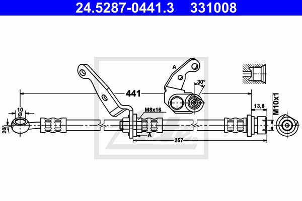 Bremsschlauch Vorderachse rechts ATE 24.5287-0441.3 von ATE