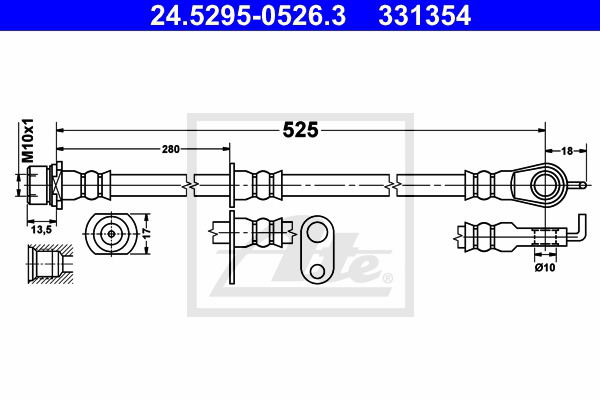 Bremsschlauch Vorderachse rechts ATE 24.5295-0526.3 von ATE