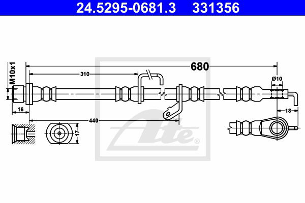 Bremsschlauch Vorderachse rechts ATE 24.5295-0681.3 von ATE