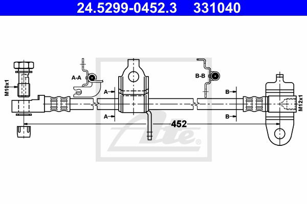 Bremsschlauch Vorderachse rechts ATE 24.5299-0452.3 von ATE