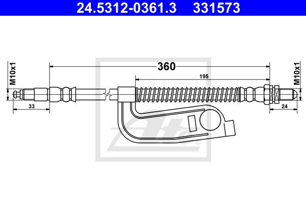 Bremsschlauch Vorderachse rechts ATE 24.5312-0361.3 von ATE