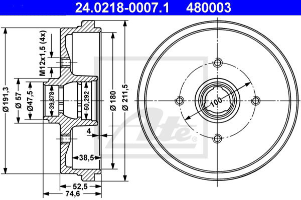 Bremstrommel Hinterachse ATE 24.0218-0007.1 von ATE