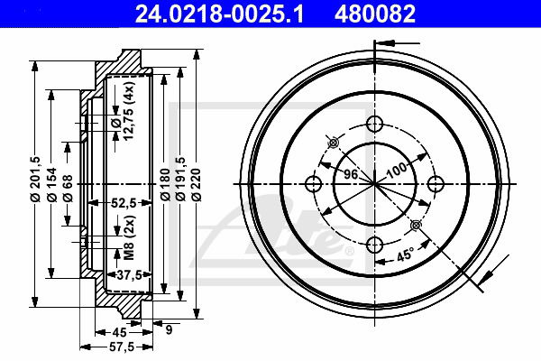 Bremstrommel Hinterachse ATE 24.0218-0025.1 von ATE