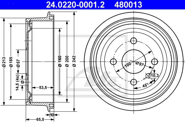 Bremstrommel Hinterachse ATE 24.0220-0001.2 von ATE