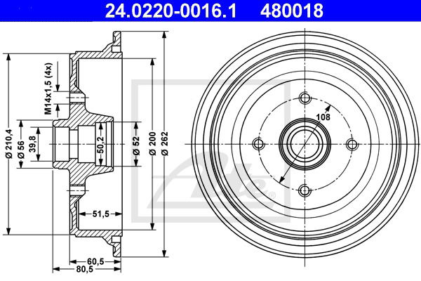 Bremstrommel Hinterachse ATE 24.0220-0016.1 von ATE