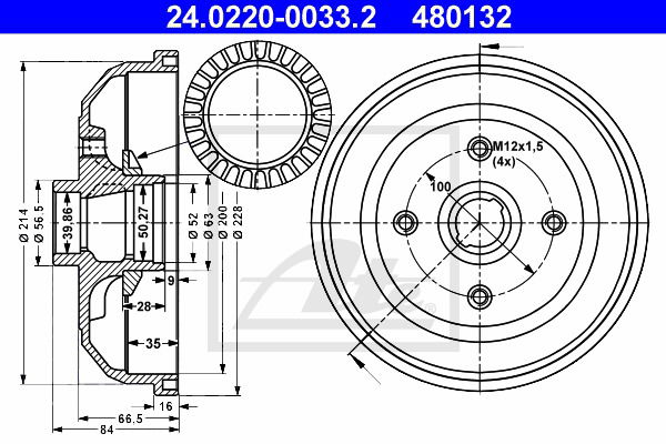 Bremstrommel Hinterachse ATE 24.0220-0033.2 von ATE