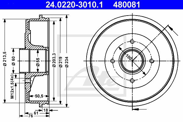 Bremstrommel Hinterachse ATE 24.0220-3010.1 von ATE