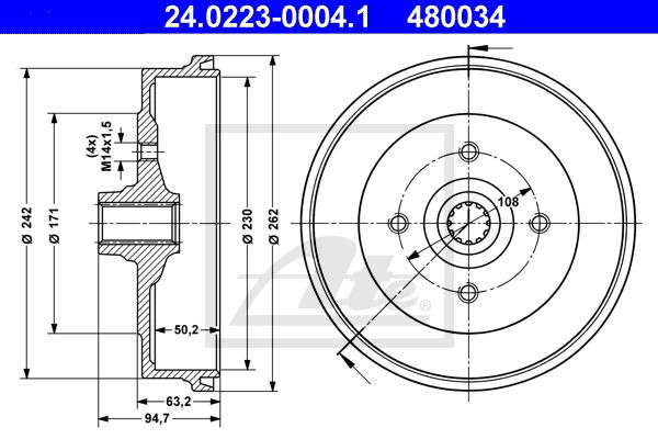 Bremstrommel Hinterachse ATE 24.0223-0004.1 von ATE