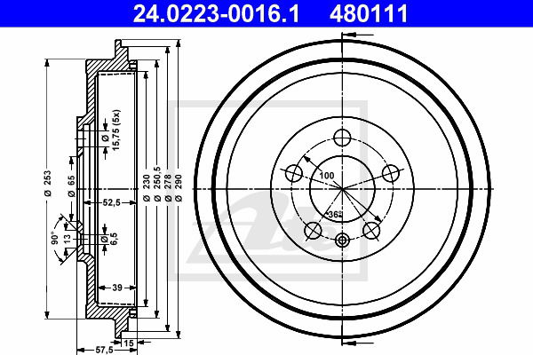 Bremstrommel Hinterachse ATE 24.0223-0016.1 von ATE