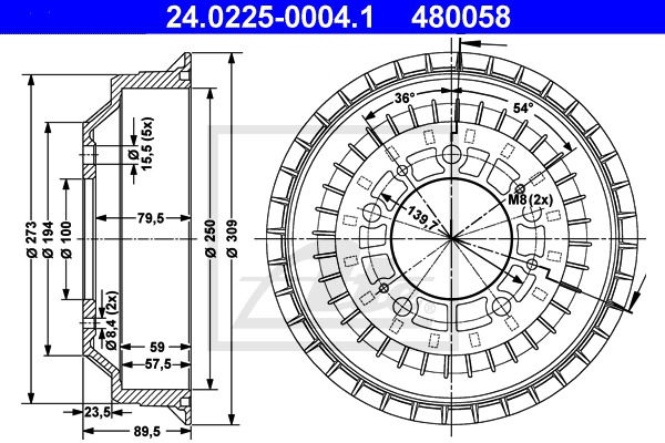 Bremstrommel Hinterachse ATE 24.0225-0004.1 von ATE