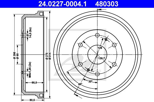 Bremstrommel Hinterachse ATE 24.0227-0004.1 von ATE