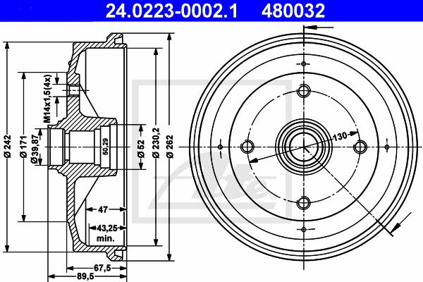 Bremstrommel Vorderachse ATE 24.0223-0002.1 von ATE