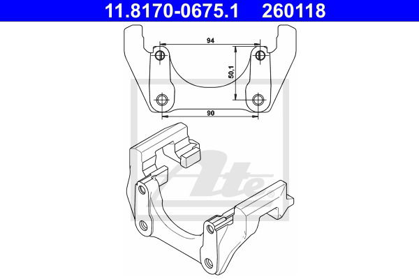 Halter, Bremssattel Hinterachse ATE 11.8170-0675.1 von ATE