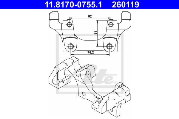 Halter, Bremssattel Hinterachse ATE 11.8170-0755.1 von ATE