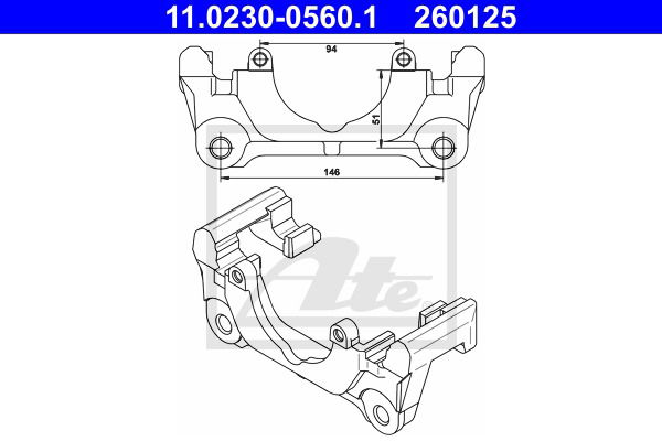 Halter, Bremssattel Vorderachse ATE 11.0230-0560.1 von ATE