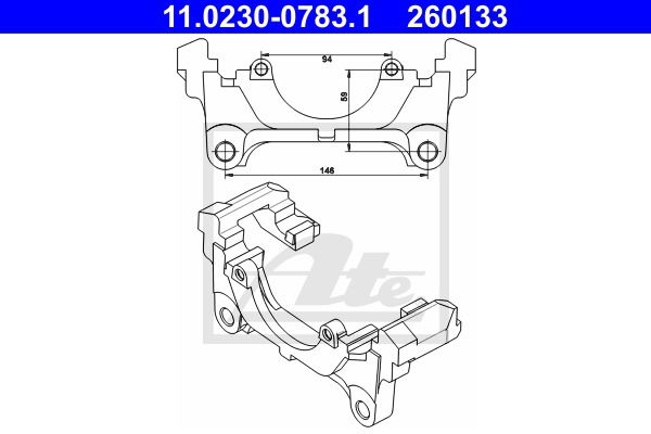 Halter, Bremssattel Vorderachse ATE 11.0230-0783.1 von ATE