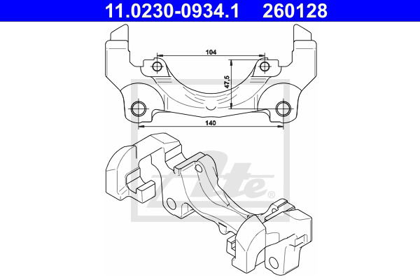 Halter, Bremssattel Vorderachse ATE 11.0230-0934.1 von ATE