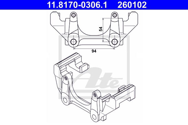 Halter, Bremssattel Vorderachse ATE 11.8170-0306.1 von ATE