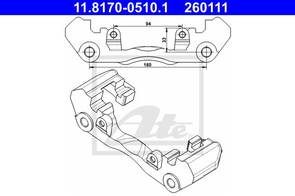 Halter, Bremssattel Vorderachse ATE 11.8170-0510.1 von ATE