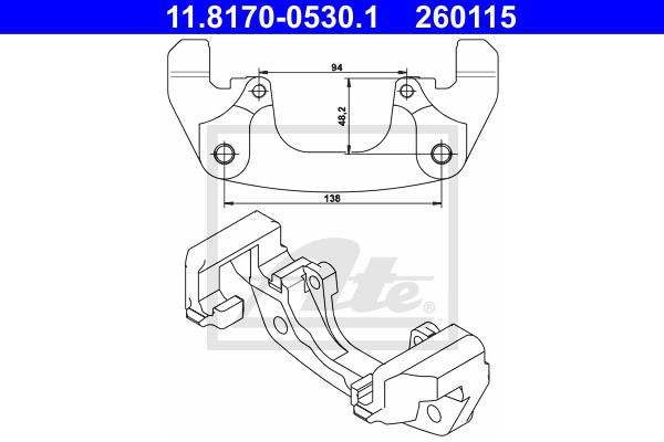 Halter, Bremssattel Vorderachse ATE 11.8170-0530.1 von ATE