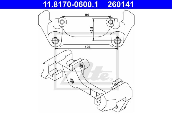 Halter, Bremssattel Vorderachse ATE 11.8170-0600.1 von ATE