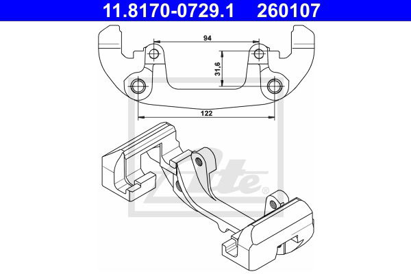 Halter, Bremssattel Vorderachse ATE 11.8170-0729.1 von ATE