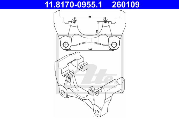 Halter, Bremssattel Vorderachse ATE 11.8170-0955.1 von ATE