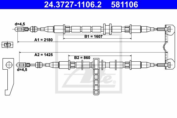 Seilzug, Feststellbremse hinten ATE 24.3727-1106.2 von ATE
