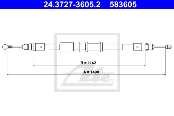 Seilzug, Feststellbremse hinten ATE 24.3727-3605.2 von ATE