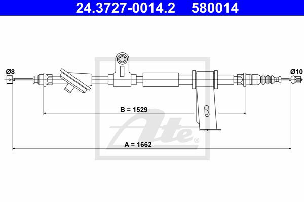 Seilzug, Feststellbremse hinten links ATE 24.3727-0014.2 von ATE