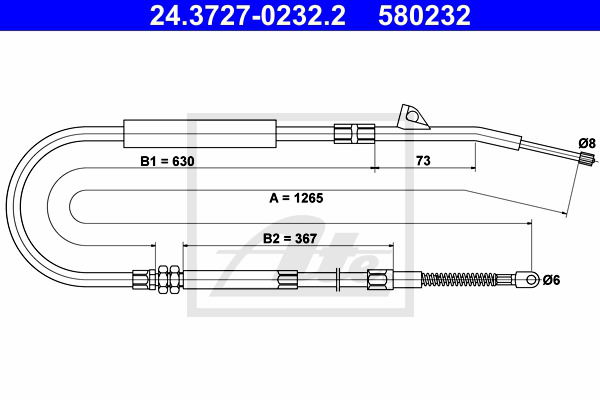 Seilzug, Feststellbremse hinten links ATE 24.3727-0232.2 von ATE