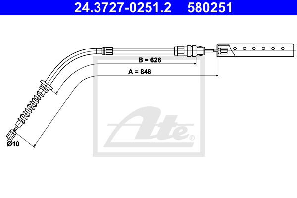 Seilzug, Feststellbremse hinten links ATE 24.3727-0251.2 von ATE
