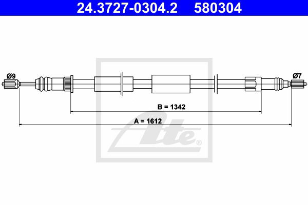 Seilzug, Feststellbremse hinten links ATE 24.3727-0304.2 von ATE