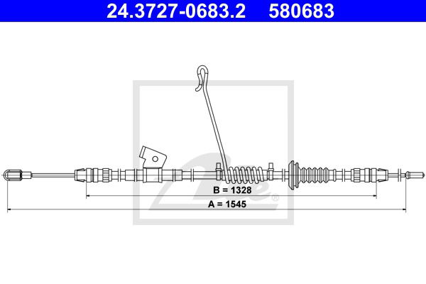 Seilzug, Feststellbremse hinten links ATE 24.3727-0683.2 von ATE