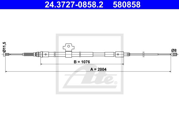 Seilzug, Feststellbremse hinten links ATE 24.3727-0858.2 von ATE