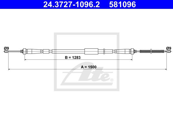 Seilzug, Feststellbremse hinten links ATE 24.3727-1096.2 von ATE