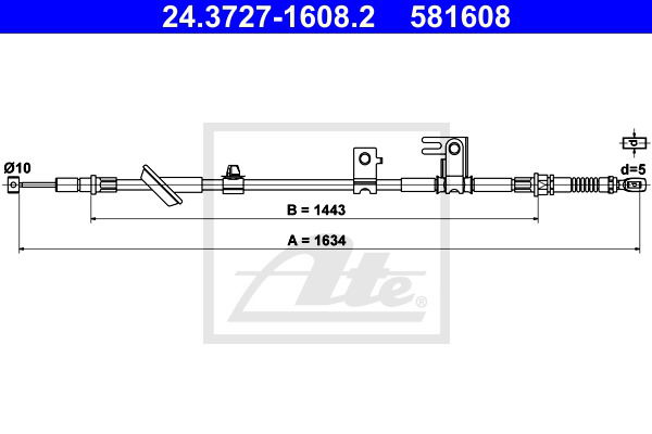Seilzug, Feststellbremse hinten links ATE 24.3727-1608.2 von ATE
