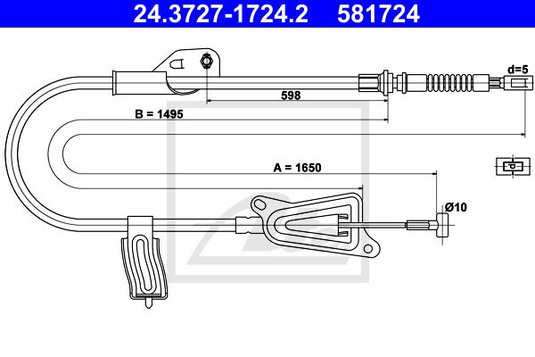 Seilzug, Feststellbremse hinten links ATE 24.3727-1724.2 von ATE