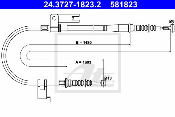 Seilzug, Feststellbremse hinten links ATE 24.3727-1823.2 von ATE