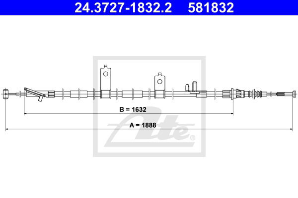 Seilzug, Feststellbremse hinten links ATE 24.3727-1832.2 von ATE