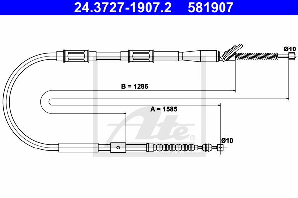 Seilzug, Feststellbremse hinten links ATE 24.3727-1907.2 von ATE